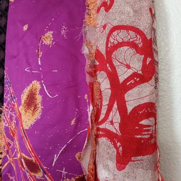 Christian LaCroix Vintage Artsy Sacai Patchwork Silk Midi Multicolor Skirt - Picture 9 of 9